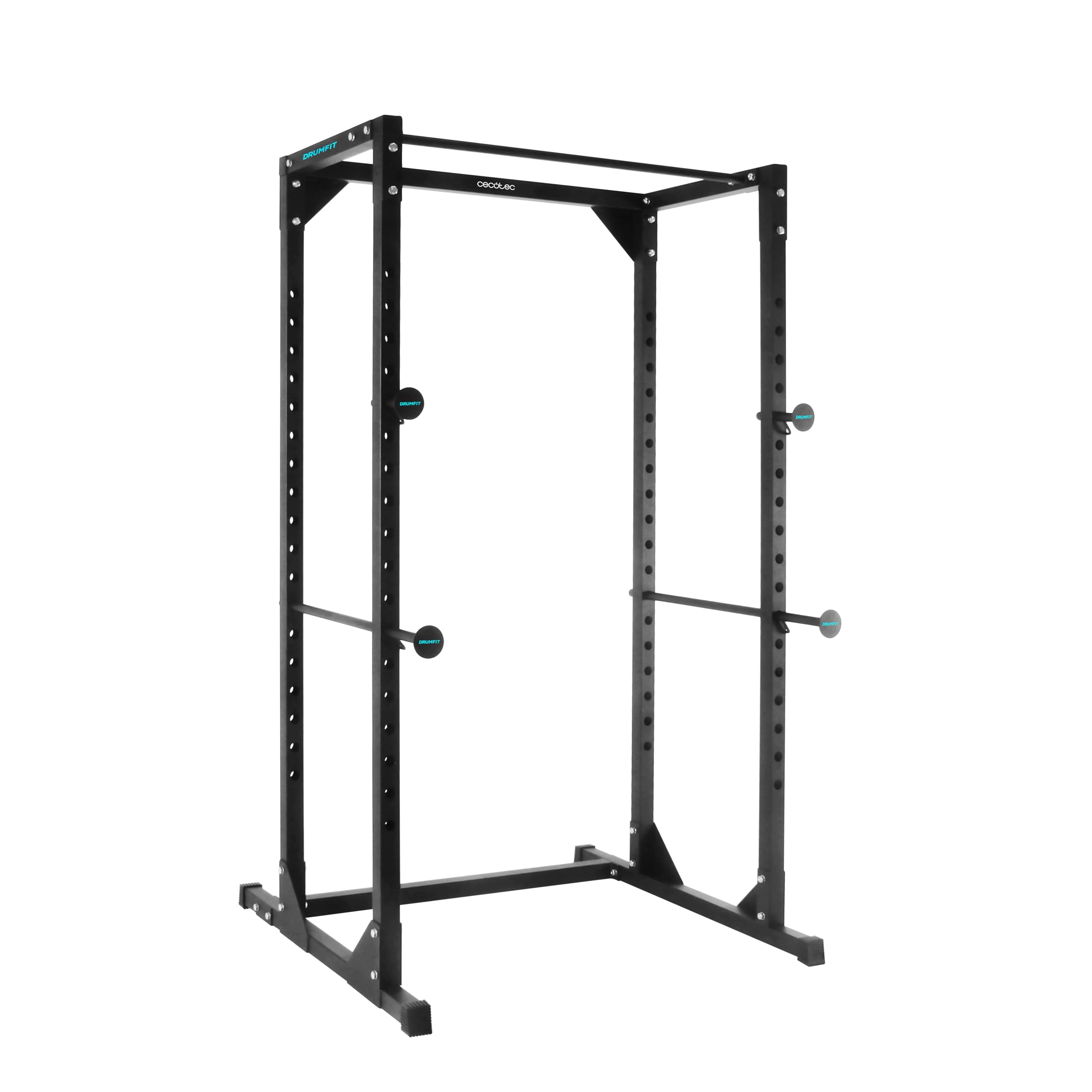 Cecotec Torre y Jaula Multiestación de Musculación, Rack de Dominadas y Fondos Drumfit PullUps 4000 Power Tower. Acolchado y con Agarres Antideslizantes, Altura Ajustable, Máximo Peso 120Kg