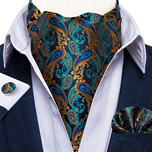 Corbata vintage británica para hombre en oro y azul marino