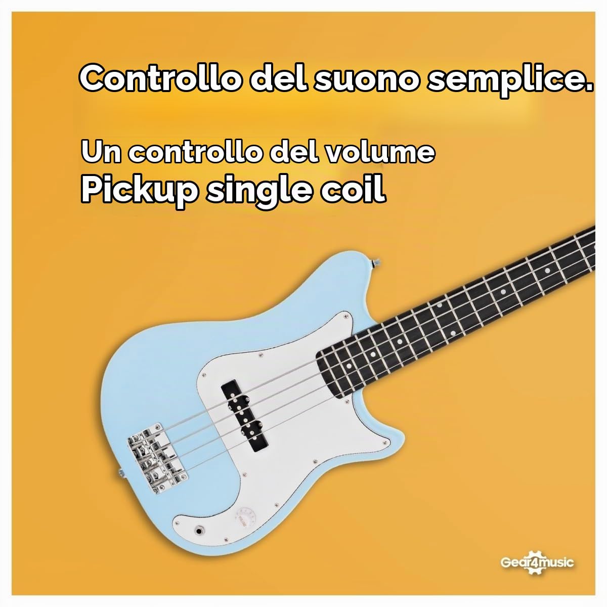 VISIONSTRING Kit Basso Elettrico 3/4 con Ampli 10W e Accessori - Blu | Per Bambini e Principianti, Manico a C, Doppio Cutaway, Ampli 10W, Borsa, Tracolla, Plettri e Accordatore Inclusi