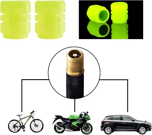 Miniatura 11 de Tapones fluorescentes para válvulas de neumáticos de automóvil, 12 unidades, cubierta de válvula de rueda iluminada con luz automática, resistente a