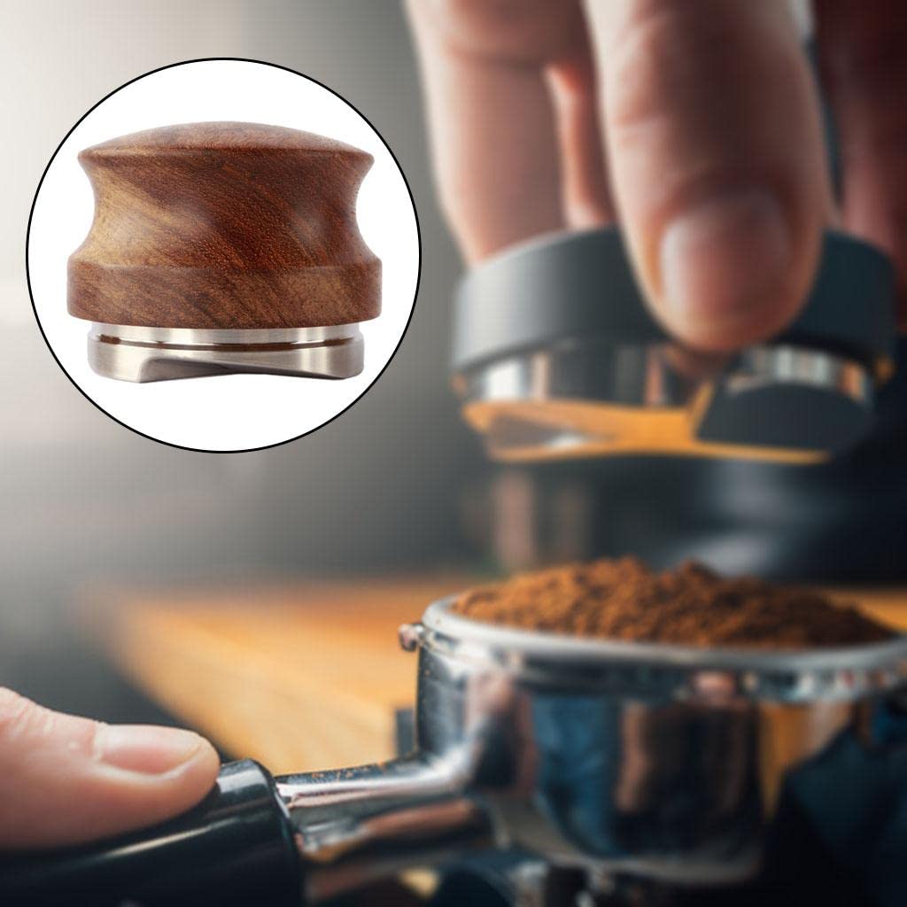 Coffee Distributor Accessorio Pressino Livellatore Portafiltro Base Solida Acciaio Inox Manico Ergonomico in Legno Adatto per caffè Uso Privat, 51mm