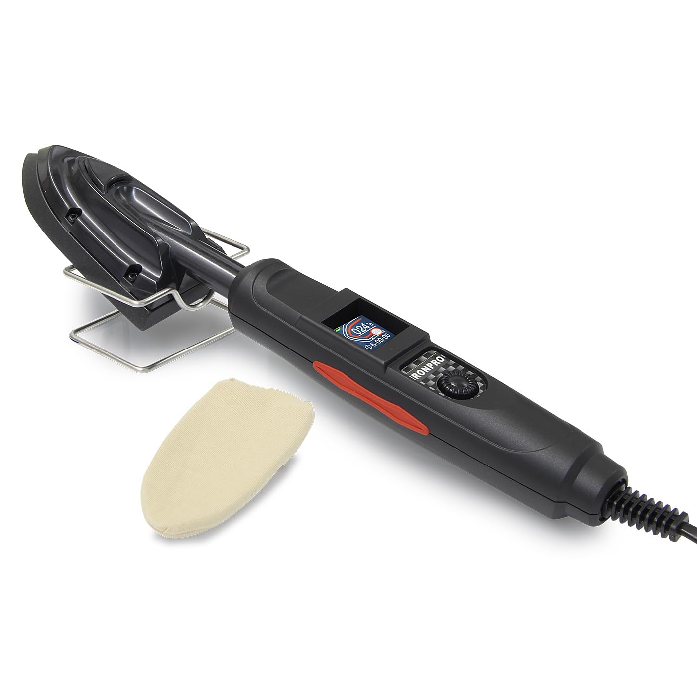 JAMARA IRONPRO 401160 Plancha de lámina – Miniplancha, modelismo, Plancha de Patchwork, Revestimiento de teflón, Pantalla a Color, regulador de Temperatura Continuo