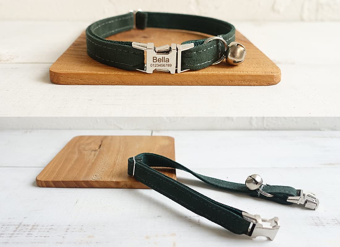 Personalized Cat Collar with Cute Bow Tie & Bell,Customize Engraved Pet Name and Phone Number for Puppy Kitten