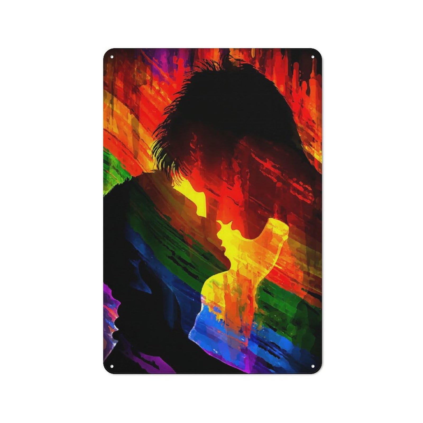 Junmoney Rainbow Love Silhouette Metal Sign 30X20cm With For Workshop Wall, Vintage Decor, A Decorative Christmas Gift For Metal Sign Collectors