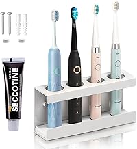 LURNODY Electric Toothbrush Holder, Toothbrush Holder Without Drilling White, Wall Mounted Electric Toothbrush Holder, Punch, Water Absorption and Moisture Resistance