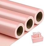 NESCCI Pink Matte Wrapping Paper,Solid Color Pearly-Lustre Paper-3 Roll,17 Inches X 32.8 Feet Per roll.Gift Wrapping Paper,Perfect for Wedding,Valentine\'s Day,Birthday, Christmas,Baby Shower.