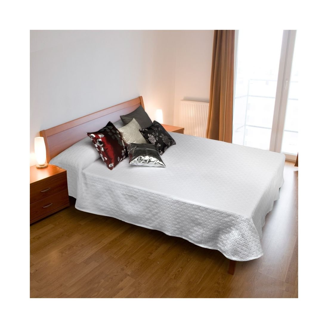 BURRITO BLANCO Summer Quilt 100 avec Un Motif Géométrique en Relief pour Lit de Mariage 135x190 Jusqu'à 135x190cm/Couvre-lit D'été 135, Couleur Blanche