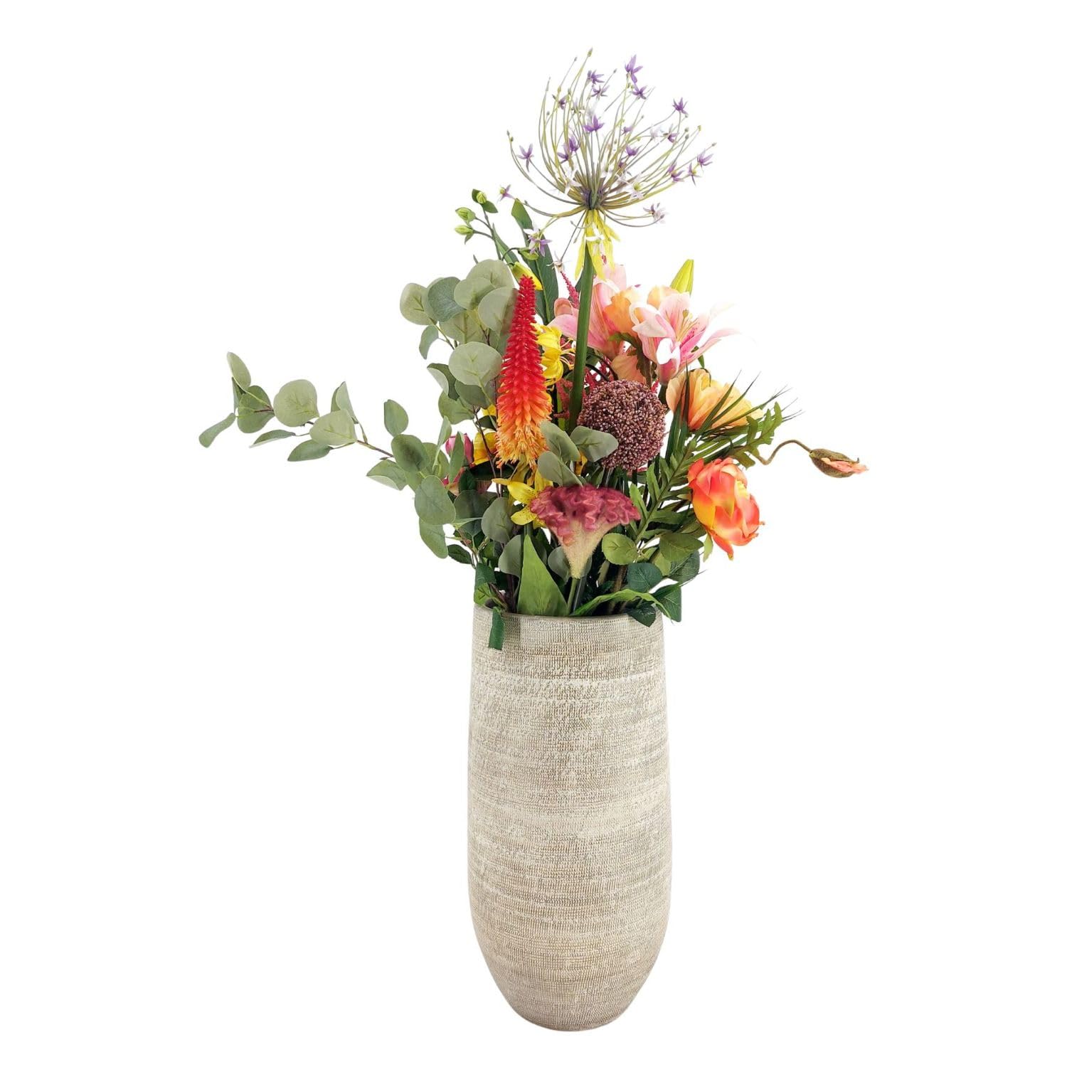 Bodenvase Tokio 50cm - leicht konisch, Graubraun, Keramik, Ø25cm, CreaFlor Home
