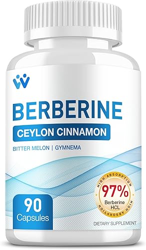 Miniatura 1 de Berberina con canela de Ceilán - Suplemento de berberina 1500 mg Berberina HCl 97% de pureza con complejo de melón amargo suplementos - Vegano sin