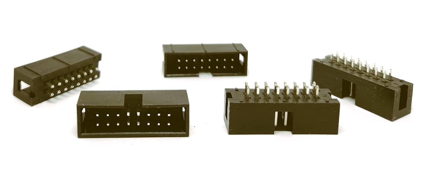 25-Pack 16P DC-3 2.54mm 0.1" Pitch 16-Pin Male Box Headers 2x8 Dual Rows 16 Pins Male Straight Pin PCB DIP, Double-Row 2x8 16-P DC3 IDC Connector