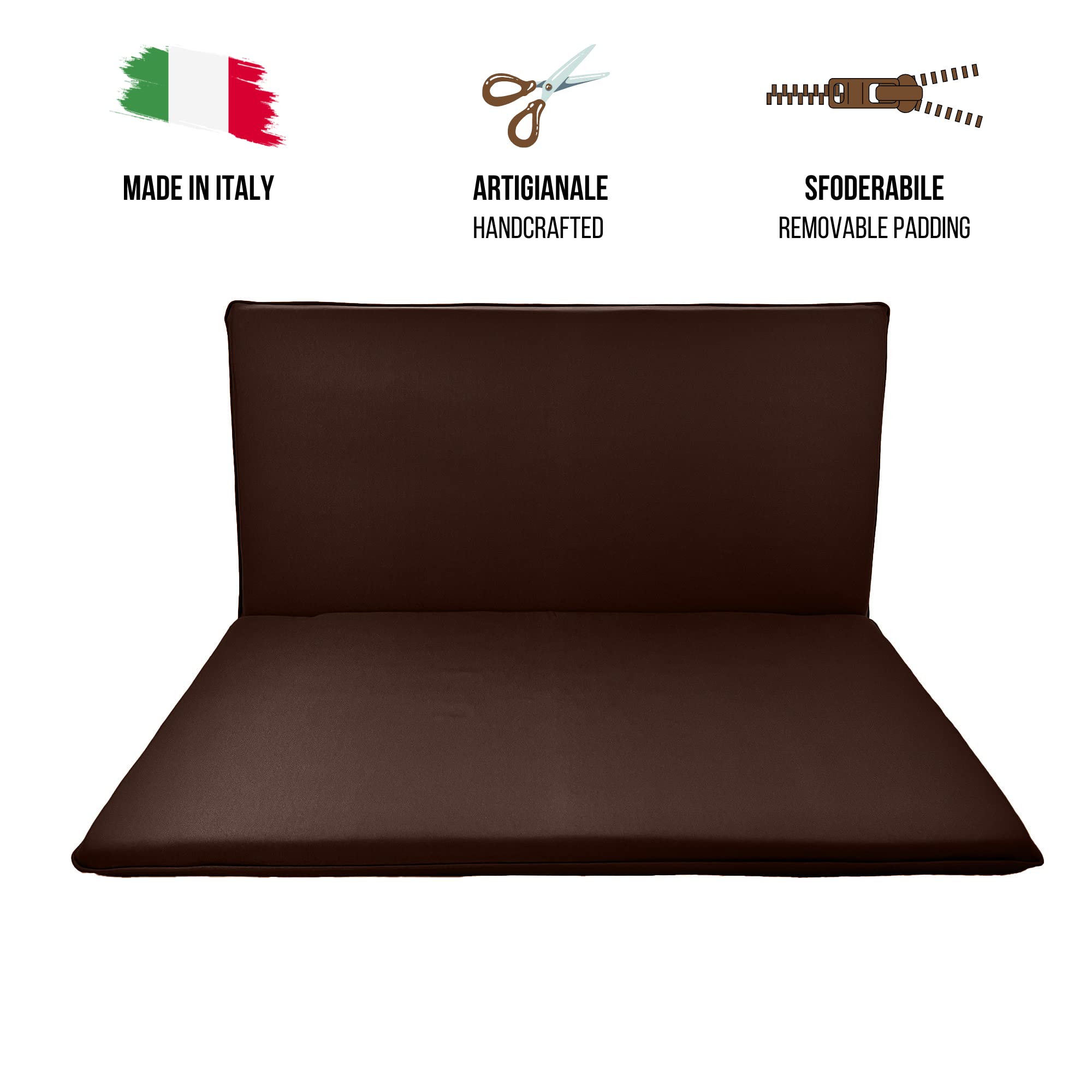 Cuscino compreso Tettuccio Impermeabile per dondolo da giardino 2, 3 e 4 posti spessore 8 cm (Cuscini 155x55 | Telo 192x124, Marrone)