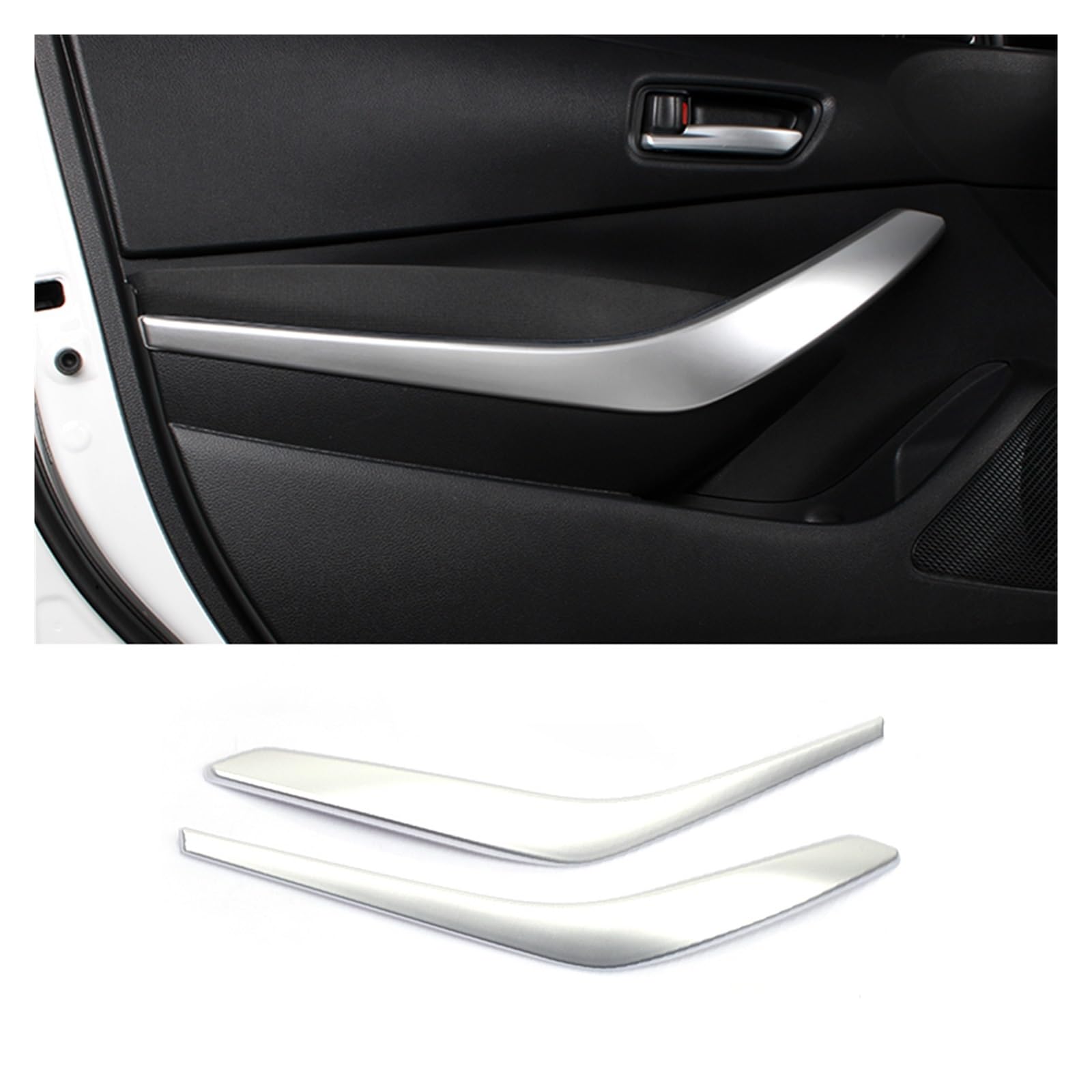 Xfheqmd Silver Car Interior For Toyota For Corolla E210 2019-2025 Hybrid Car Door Handles Decoration Cover Strip(Silver)