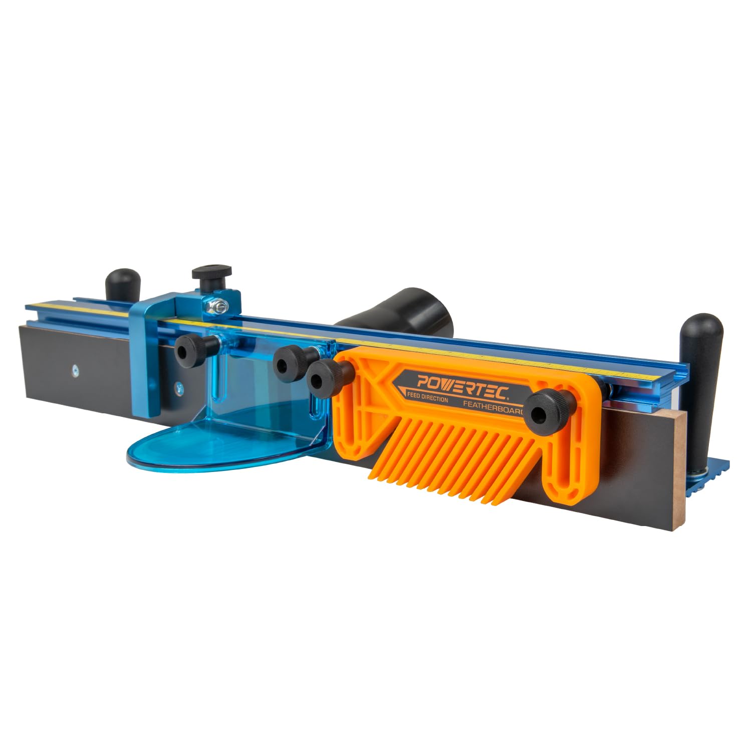 POWERTEC Router Table Fence Kit Deluxe System 3-3/8” Tall 24" Long, Router Table Top, Routing Tables for Woodworking w/Reversible Flip Stop, Dust Port