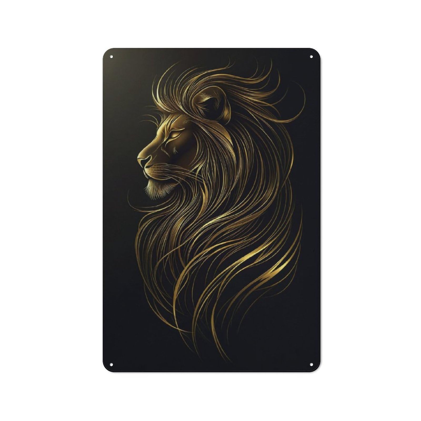 Junmoney Golden Lion Majesty Retro Metal Sign 30X20cm For Café Or Home Bar, For Home Interiors, Feature Walls And Decorative Displays