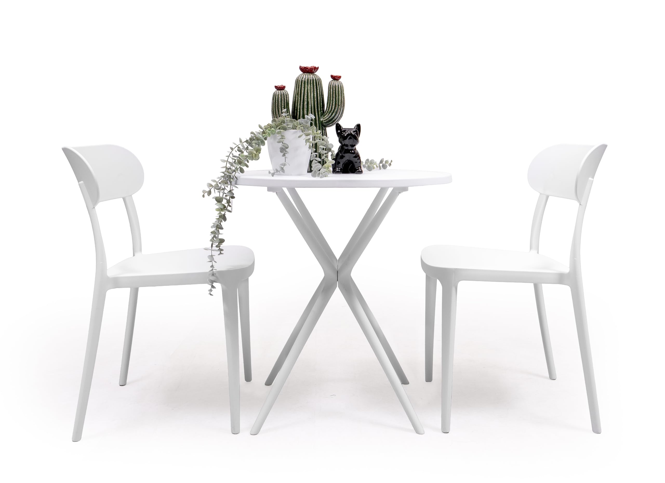 Homely – Mesa velador Redondo parea jardín JARA | 65 cm Diámetro, 75 cm Alto | Mesa Polipropileno Resistente con Textura Efecto Rejilla | Material idoneo para Exterior | Color Blanco