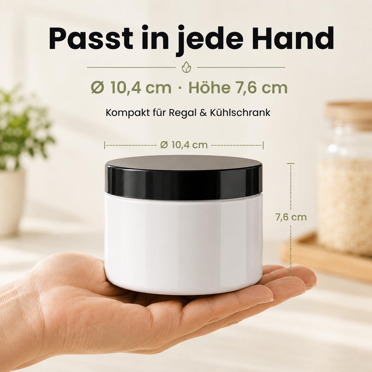 POSH Barattolo ermetico per alimenti, 100 x 500 ml, in PET per uso alimentare, con coperchio a vite, barattoli in plastica bianca con coperchio, per spezie, caffè, tè, erbe, contenitore rotondo