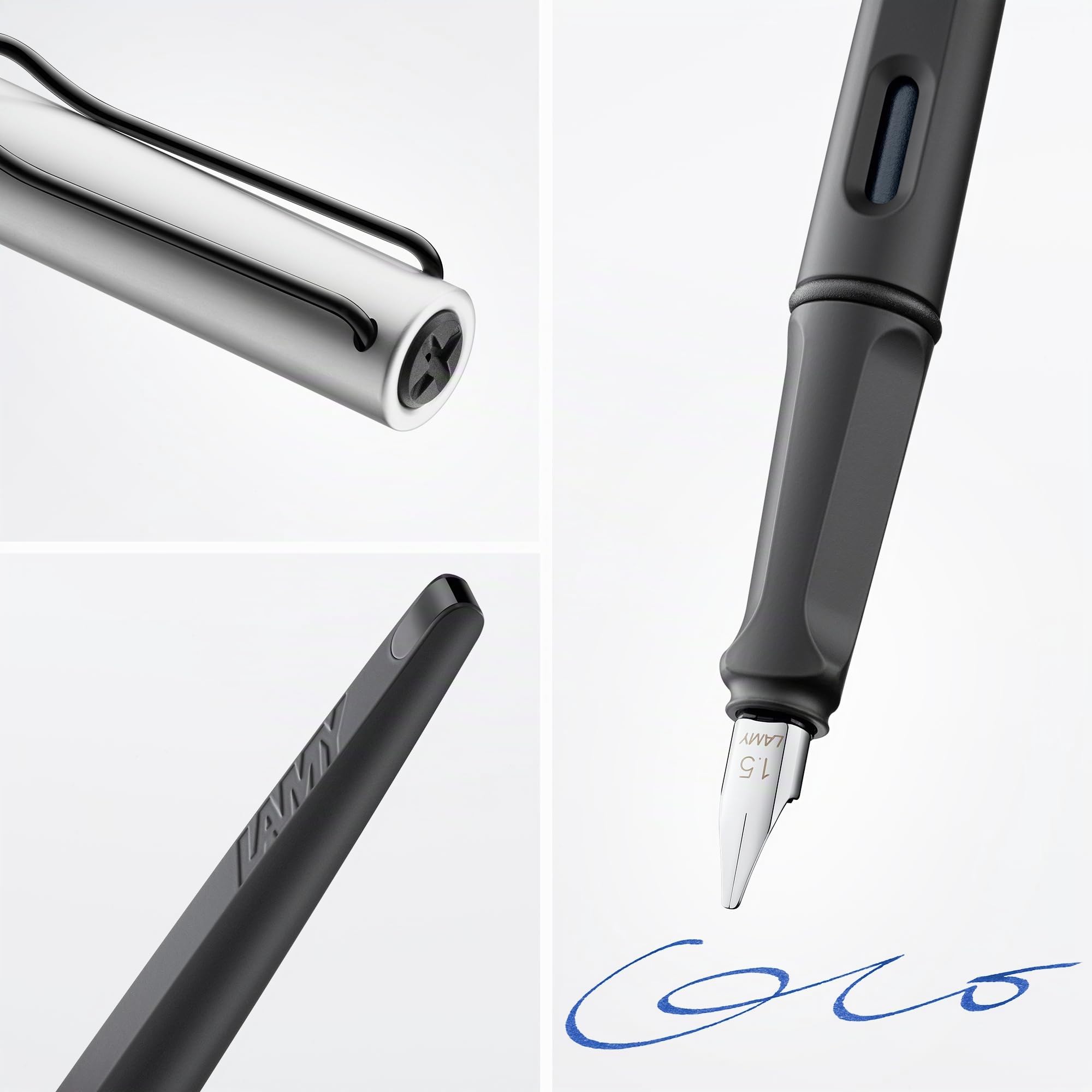 Lamy joy AL pluma caligráfica set- pluma caligráfica con 3 plumines diferentes (1,1/1,5/1,9 mm) - plumín caligráfica con empuñadura ergonómica - 5 cartuchos de tinta T 10 blue incl.