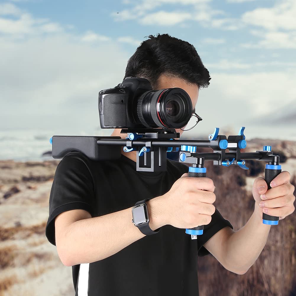 Stabilizzatore della spalla della fotocamera, stabilizzatore della fotocamera con cuscinetto in spugna Posizione regolabile Ripresa accurata Asta di collegamento robusta per fotocamera DSLR