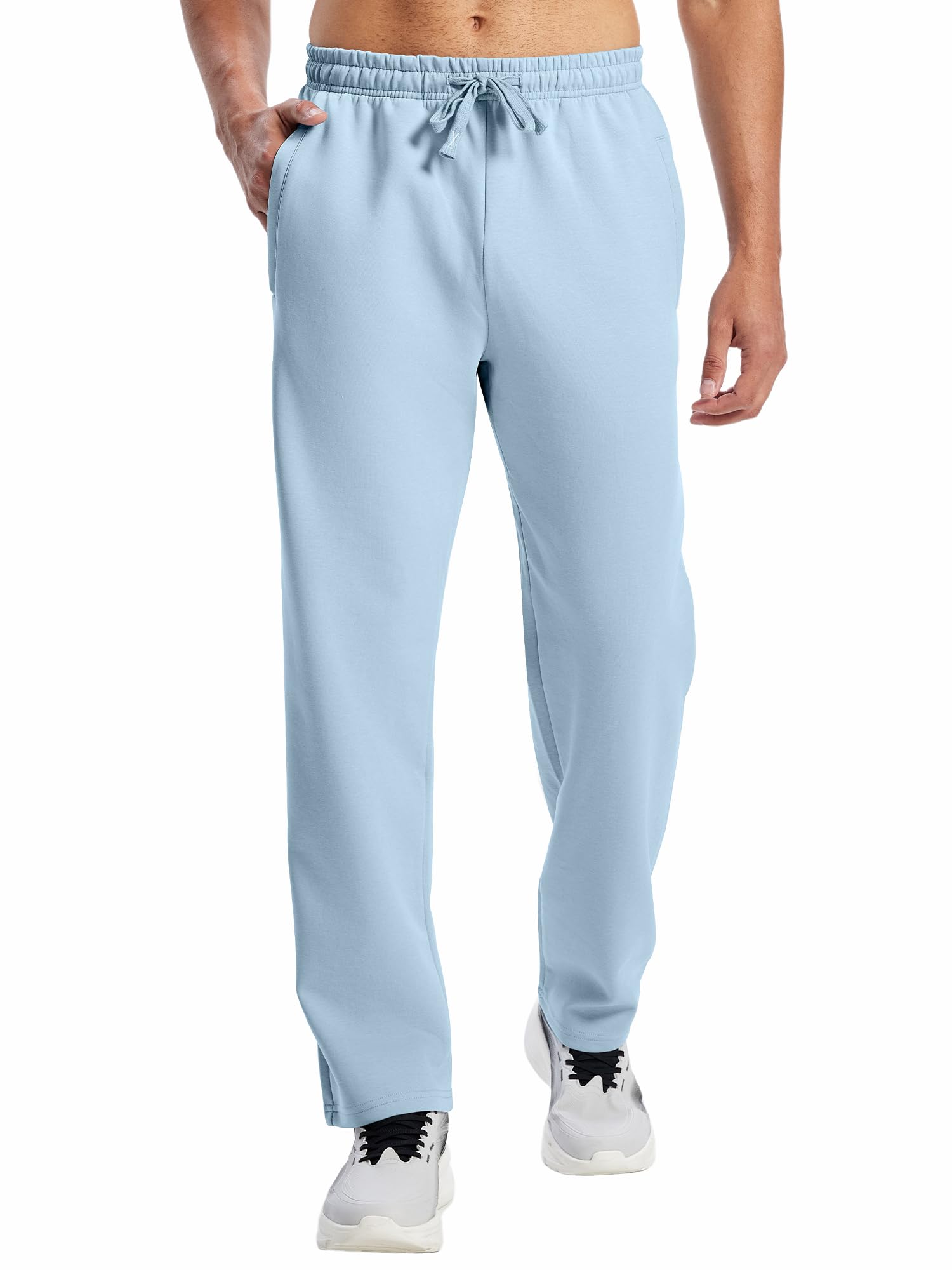 HIBETY Herren Jogginghose aus Baumwolle, Regular Fit Trainingshose mit geradem Bein, Freizeithose mit Reißverschluss-Seitentaschen