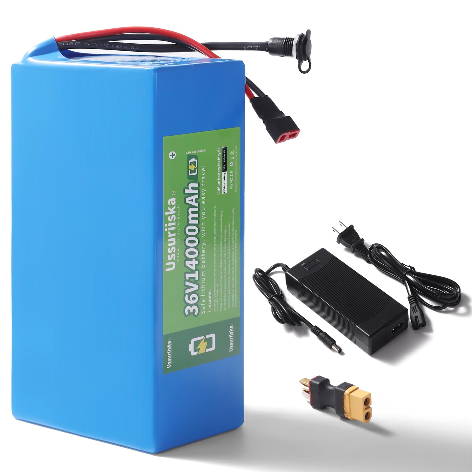 36V Battery 14Ah 36Volt 14Ah Ebike Battery 36V Lithium Battery 14Ah Electric Bike Battery with 2A Charger, T-Plug to XT60 Connector and BMS for 250-750W Electric Bicycles Motor and Scooter