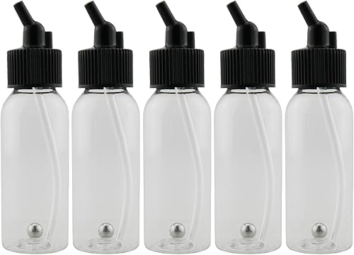 Airbrush Siphon Feed Jar LUORNG 5pcs 1.0 fl oz 1oz plástico doble acción aerógrafo botellas con tapas