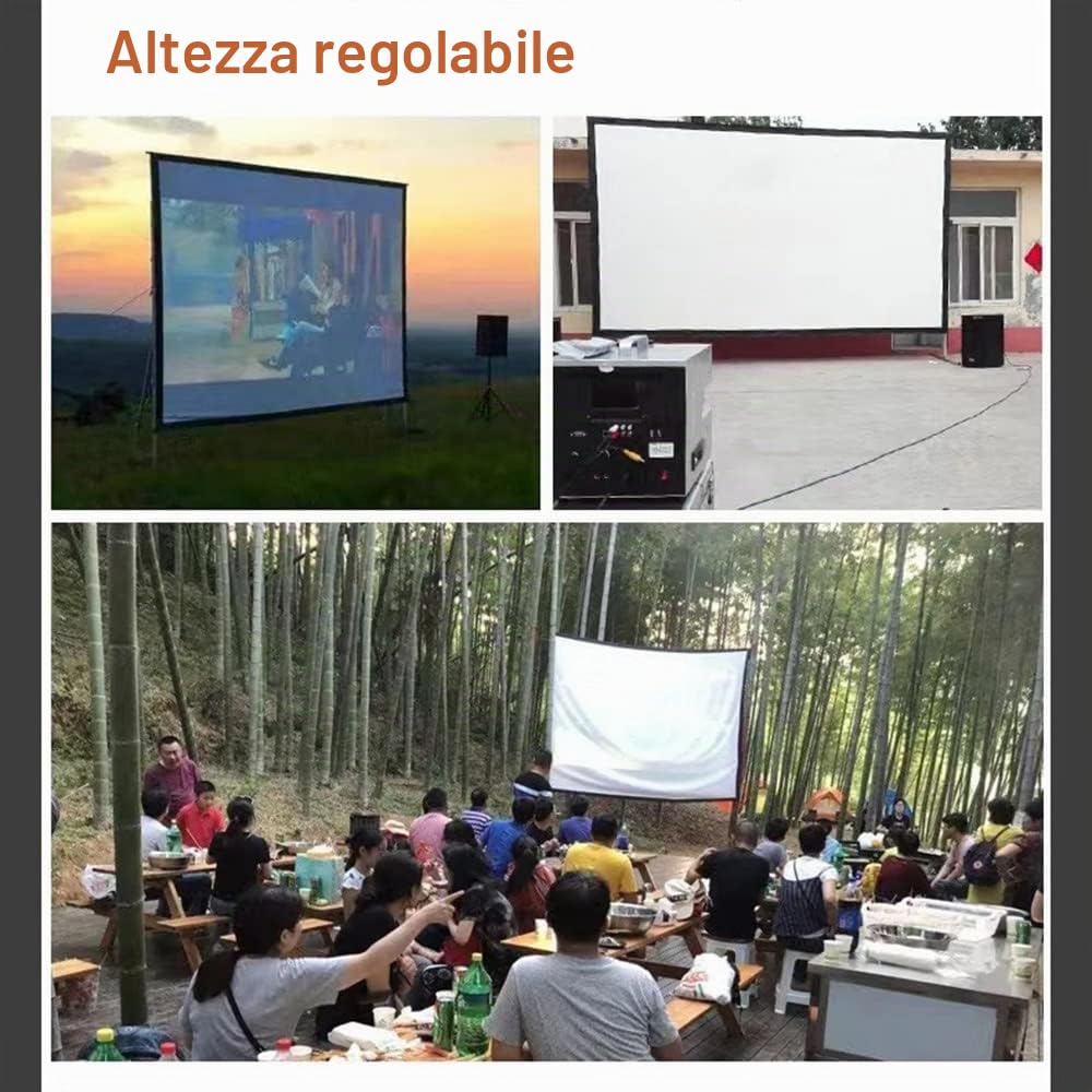 Schermo Per Proiettore Cinematografico Da 300 Pollici Schermo Per Proiezione Pieghevole Per Esterni, Schermo Per Proiettore Per Home Theater 16:9 Tela Antirughe Di Grandi Dimensioni Per Cortil
