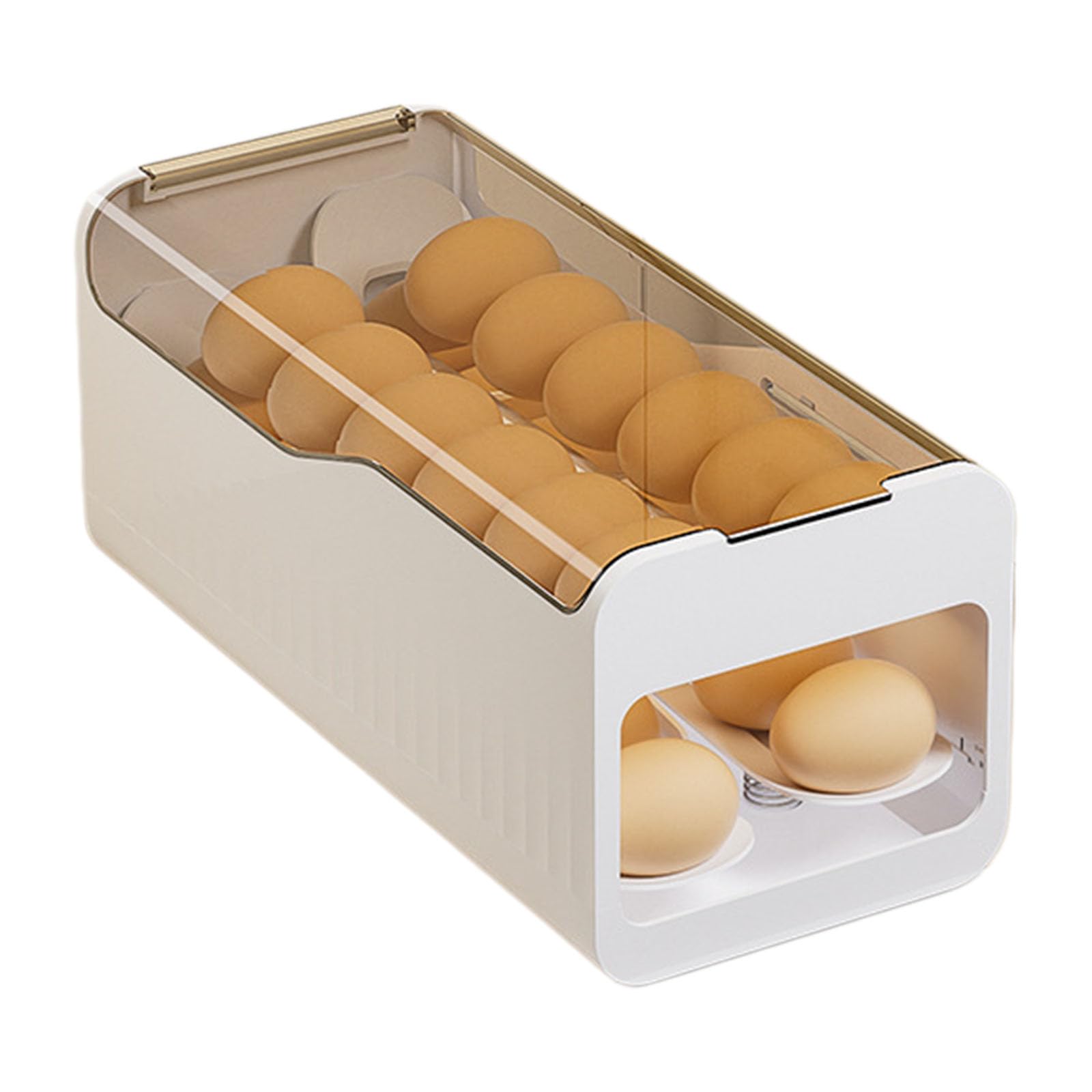 Kaeltsyn Multifunctional Space Efficient Eggs Case for Refrigerator with Slow Roll Technology Keep Secure in Any Kitchen Presentation Storage Case