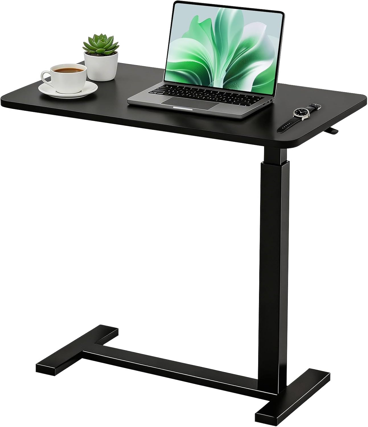 Mobile Standing Desk, Adjustable Height Desk with Hidden Casters, Portable Laptop Computer Table with Rolling Wheels, for Sit Stand Workstation, Compact and Sturdy for Home, Office, Dorm, Black