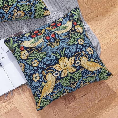 Yaemikoo B1216 William Morris Blue Floral Bird Throw Pillow Covers 18X18 Inch Home Decor Pillow Case Square Tapestry Pattern Pillowcase Cushion Cover thumb #6