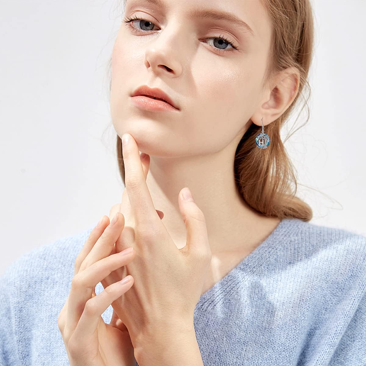 TOUPOP Tree of Life Initial Earrings 925 Sterling Silver A-Z Letter Drop Dangle Earrings Austrian Crystal Jewelry Birthday Gifts for Women Wife Mom - Image 6