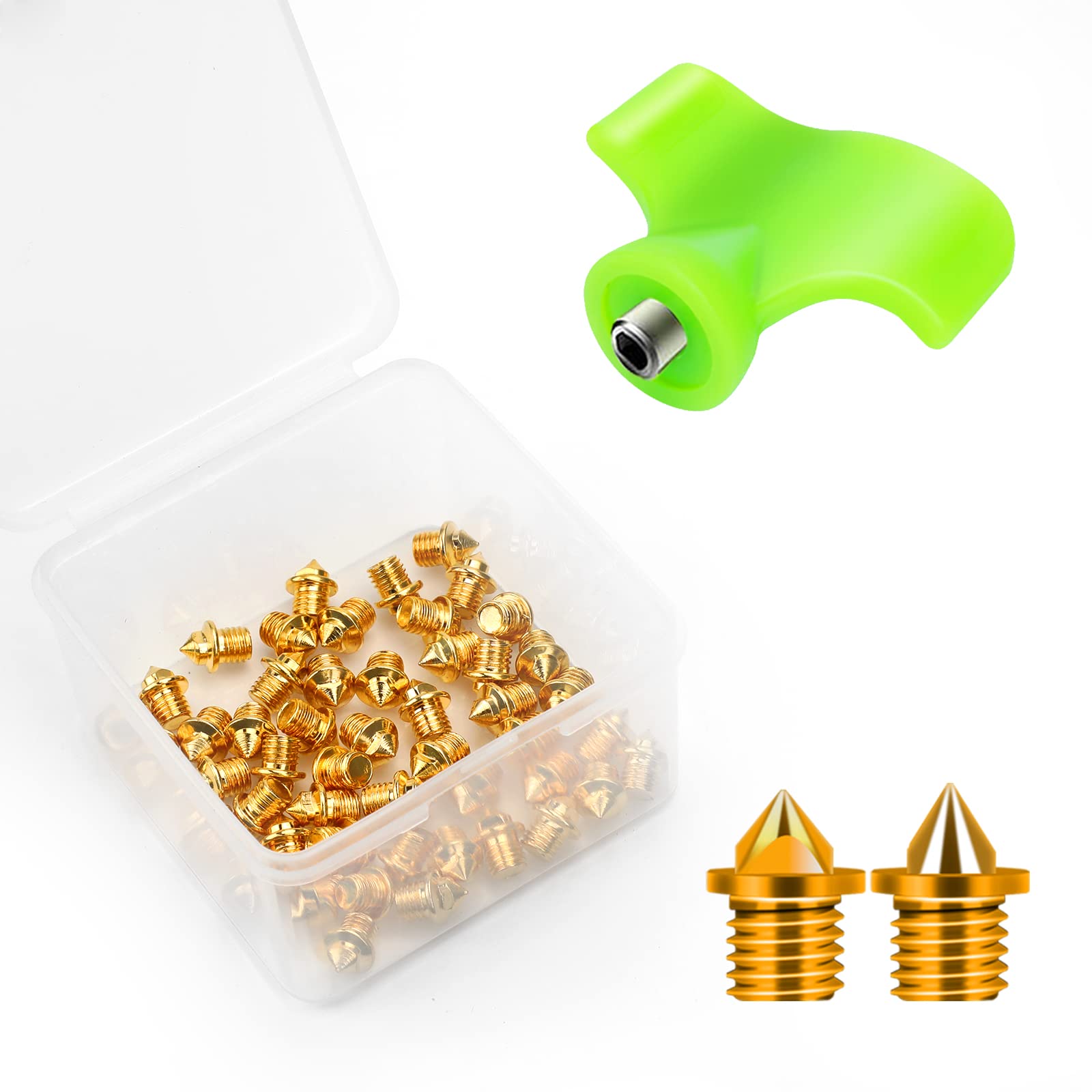 Lejof50 Pcs Track Spikes, 1/8in & 3/16in & 1/4in & 3/8in & 1/2in Steel Track Shoe Spikes Replacements wiht Spike Wrench for Sports Running Track Shoes