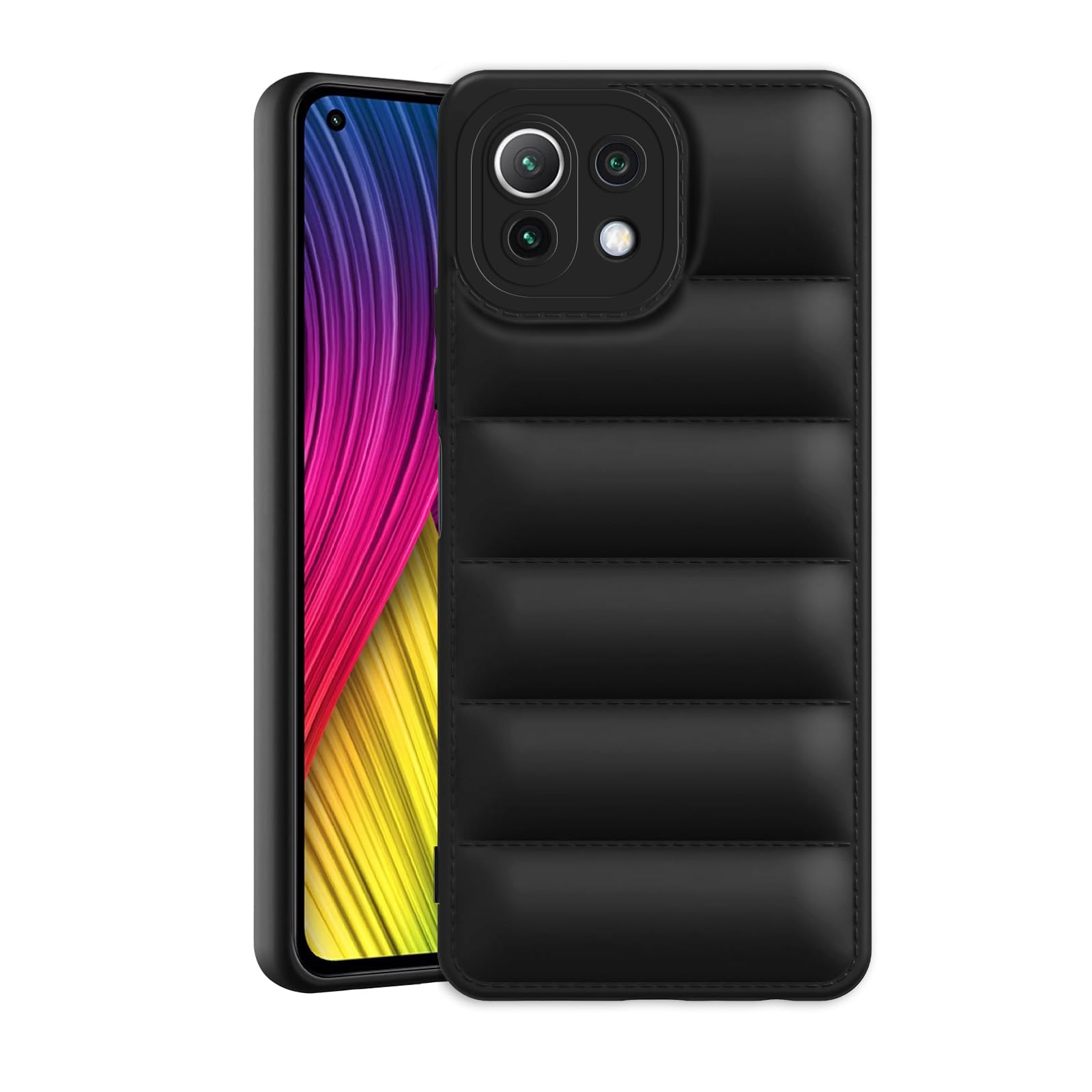 Amazon Brand - Solimo Puffer Case Camera Protection Soft Back Cover for Mi 11 Lite Ne 5G | Mi 11 Lite - Black - Rubber (B0CQT65LYJ) Amazon Price History, Amazon Price Tracker