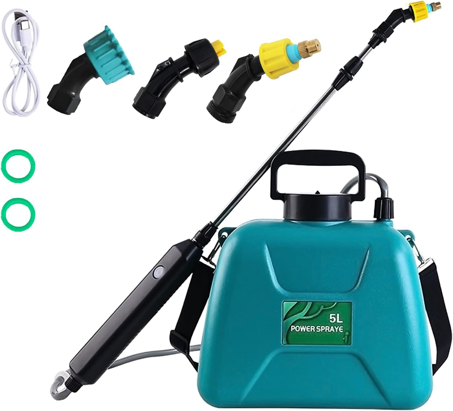 Battery Powered Sprayer with 3 Mist Nozzles, 1.35 Gallon