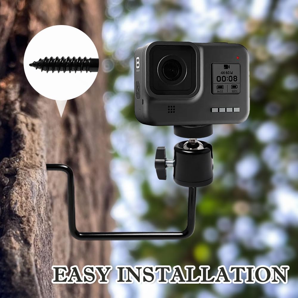 Supporto per fotocamera selvatica, supporto per fotocamera selvaggia con vite da 1/4, supporto per albero per fotocamera da caccia per un posizionamento affidabile della fotocamera, montaggio rapido