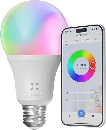 Xenon Smart Wi-Fi Led Smart RGB Bulb Mobile Application Controlled Google Home and Alexa Compatible Multi Color Lamp (1 Piece) X7021 [Energy Class F]
