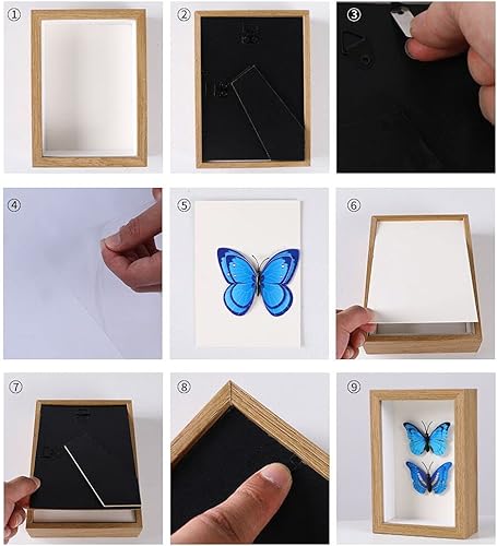 Miniatura 7 de Shadow Box - Marco de fotos de 6 x 8 pulgadas con plexiglás HD de madera profunda, caja de memoria para flores, boletos, recuerdos, medallas, arte y