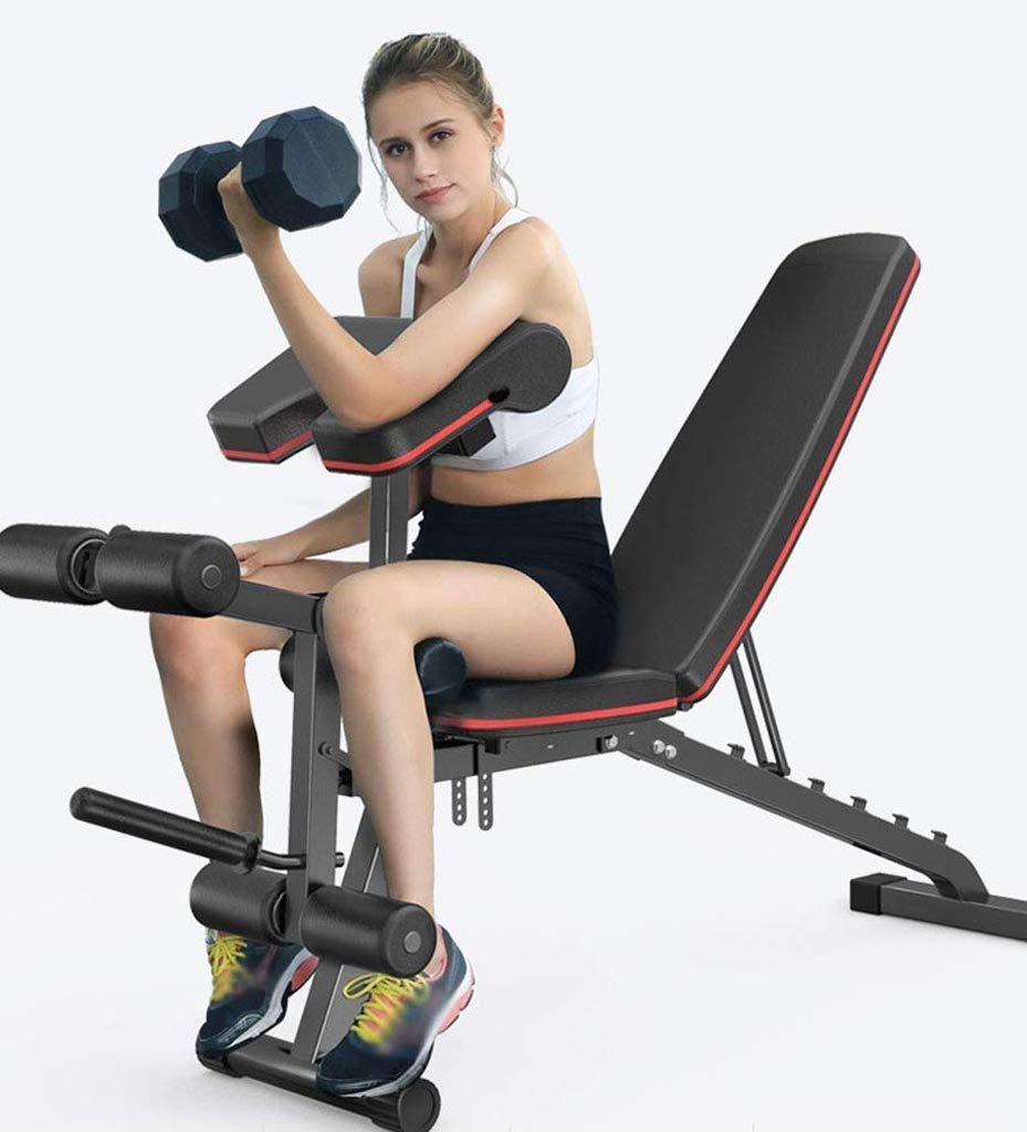 Hantle Ławka Deska do Siadków Wielofunkcyjny Krzesło Fitness Sprzęt Sportowy Domowy Składana Poduszka Siedzenia i Poduszka Oparcia