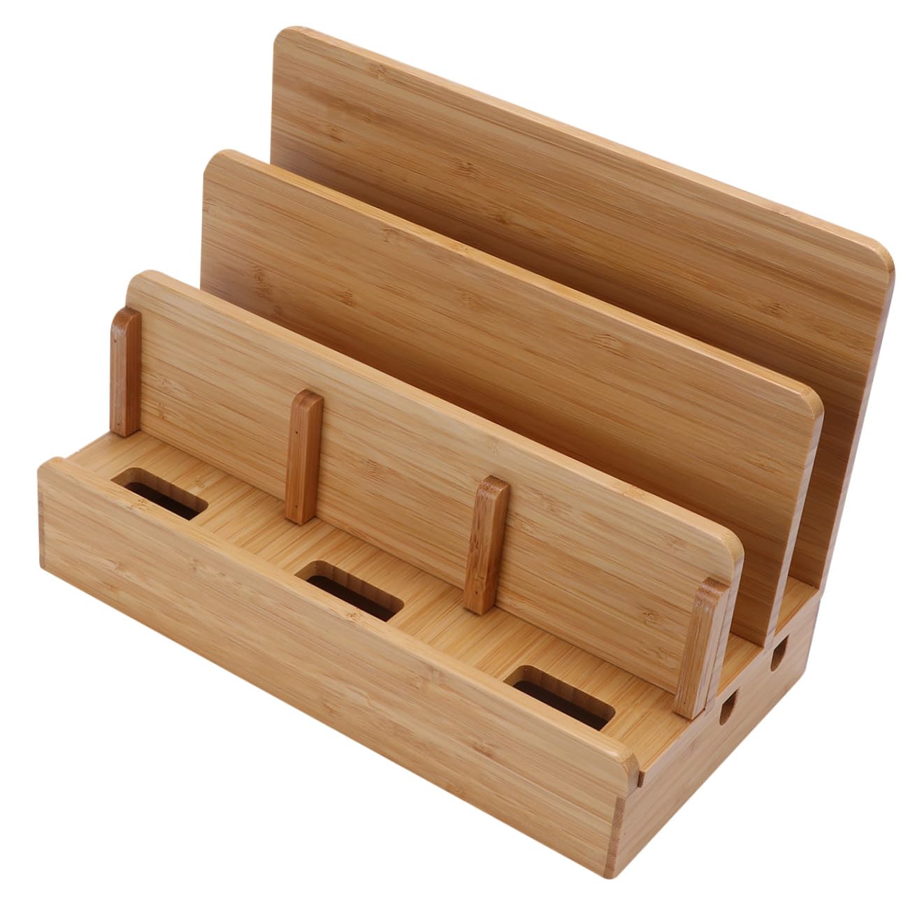 Operitacx Supporto per Caricabatterie per Telefono in Legno Bamboo | Smartphone e Dispositivi Multipli, Foro di Ricarica Riservato, Organizzatore da Tavolo Aspetto Distintivo