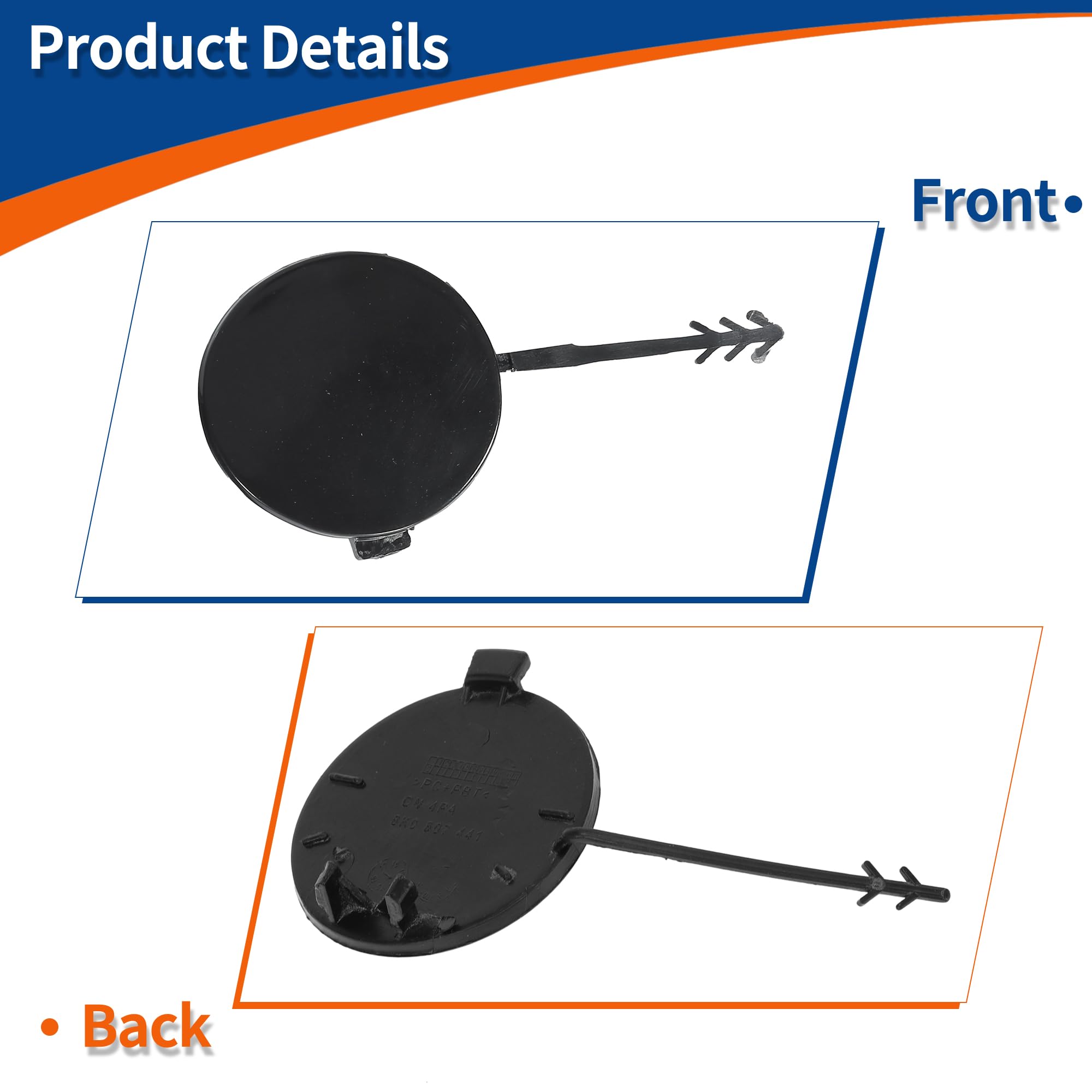 Right Side Rear Bumper Tow Hook Cover For Audi A6 2012-2015 - Black ABS Plastic Replacement