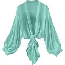 Summer Cardigan for Women Lightweight Long Sleeve Sheer Cardigan Casual See Through Tie Front Outerwear Beach Coverups