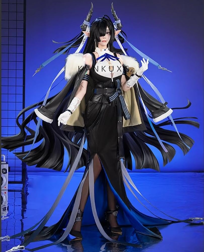 アークナイツ 北風の魔女 カライシャ コスプレ Amazon.co.jp: [KANKUXS] フルセット 衣装+角+耳+靴