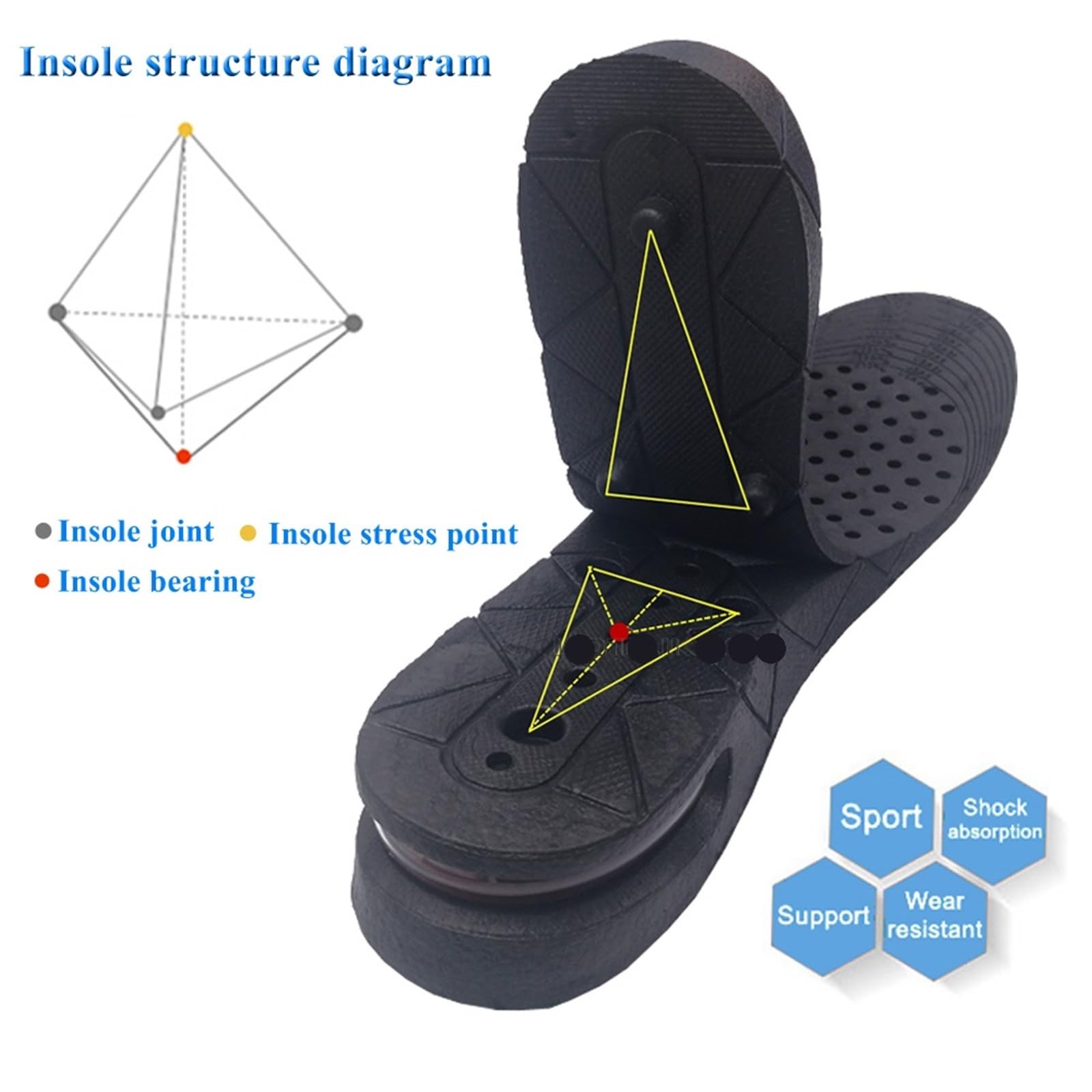 Plantillas Plantilla Invisible for Aumento de Altura for pies, 3/5/7/9cm, Elevador de Altura, Corte Ajustable, inserción de talón, Plantilla de Altura más Alta for Zapatos(Height 3cm)