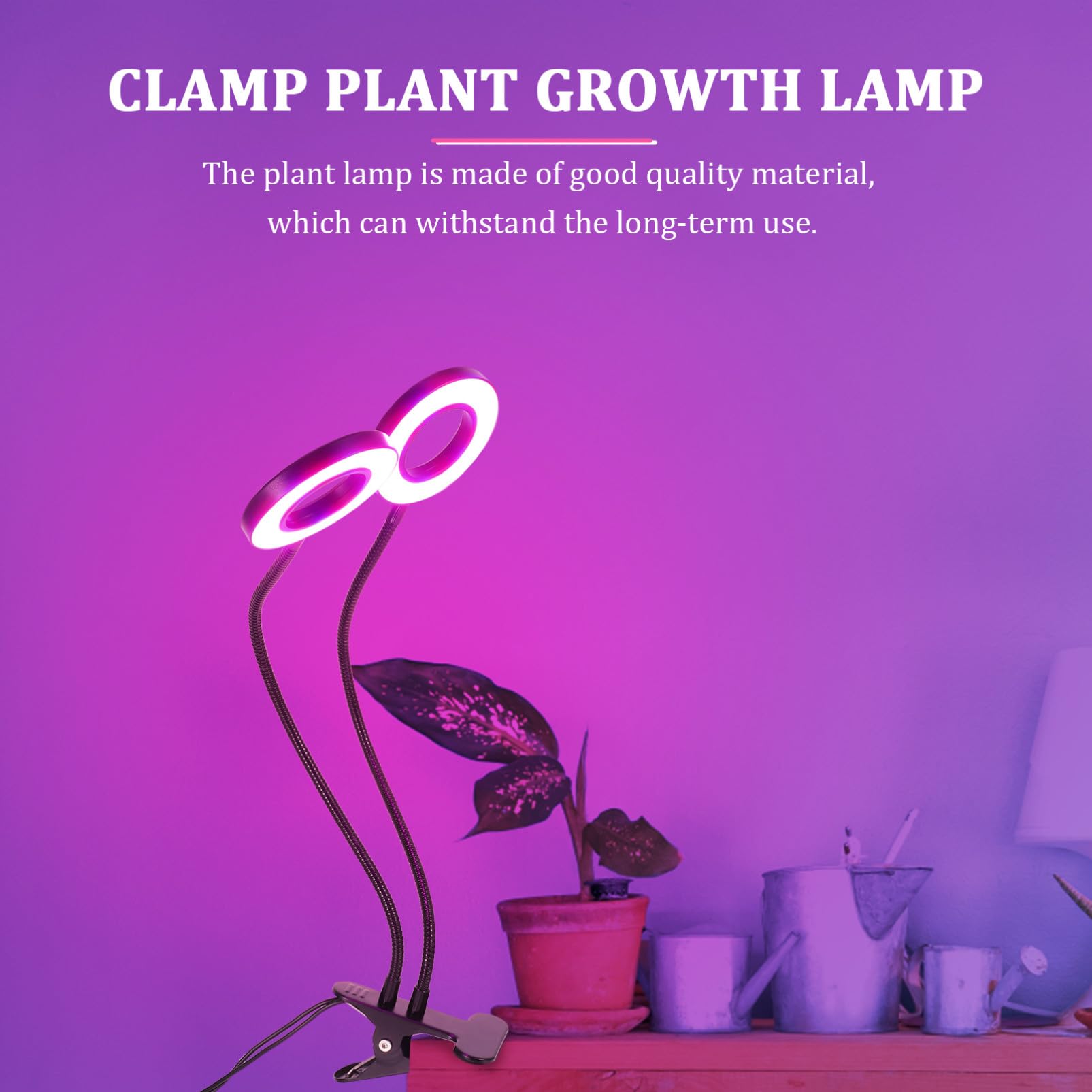 NOLITOY LED Pflanzenlampe Doppelköpfig mit Verstellbarer Klemme für Zimmerpflanzen Wachstum Vollspektrum Innenbereich Gewächshaus LED Wachstumslicht USB Betrieben