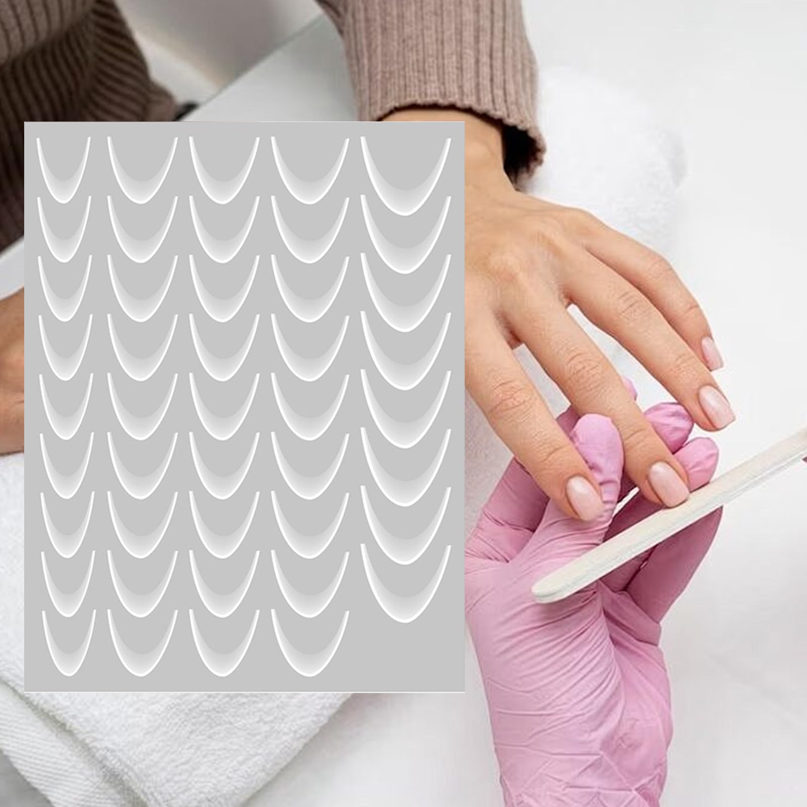 Naklejki Paznokcie French Tip | Dekoracje Ko?cówki Paznokci W Kszta?cie Pó?ksi? ?yca - Samoprzylepne Naklejki 3D Koniuszki Palcow Dla Kobiet Akcesoria Do Dekoracji Paznokci