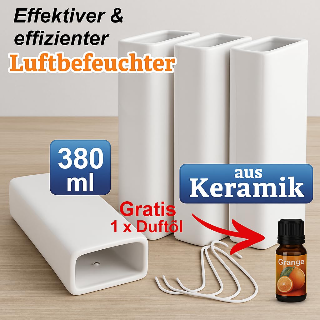Luftbefeuchter für Heizung Set inkl. Haken - Keramik Wasserverdunster - beige matt - Wasserverdunster verdampfer verdunster Luftreiniger - Neutral - 8 Stück