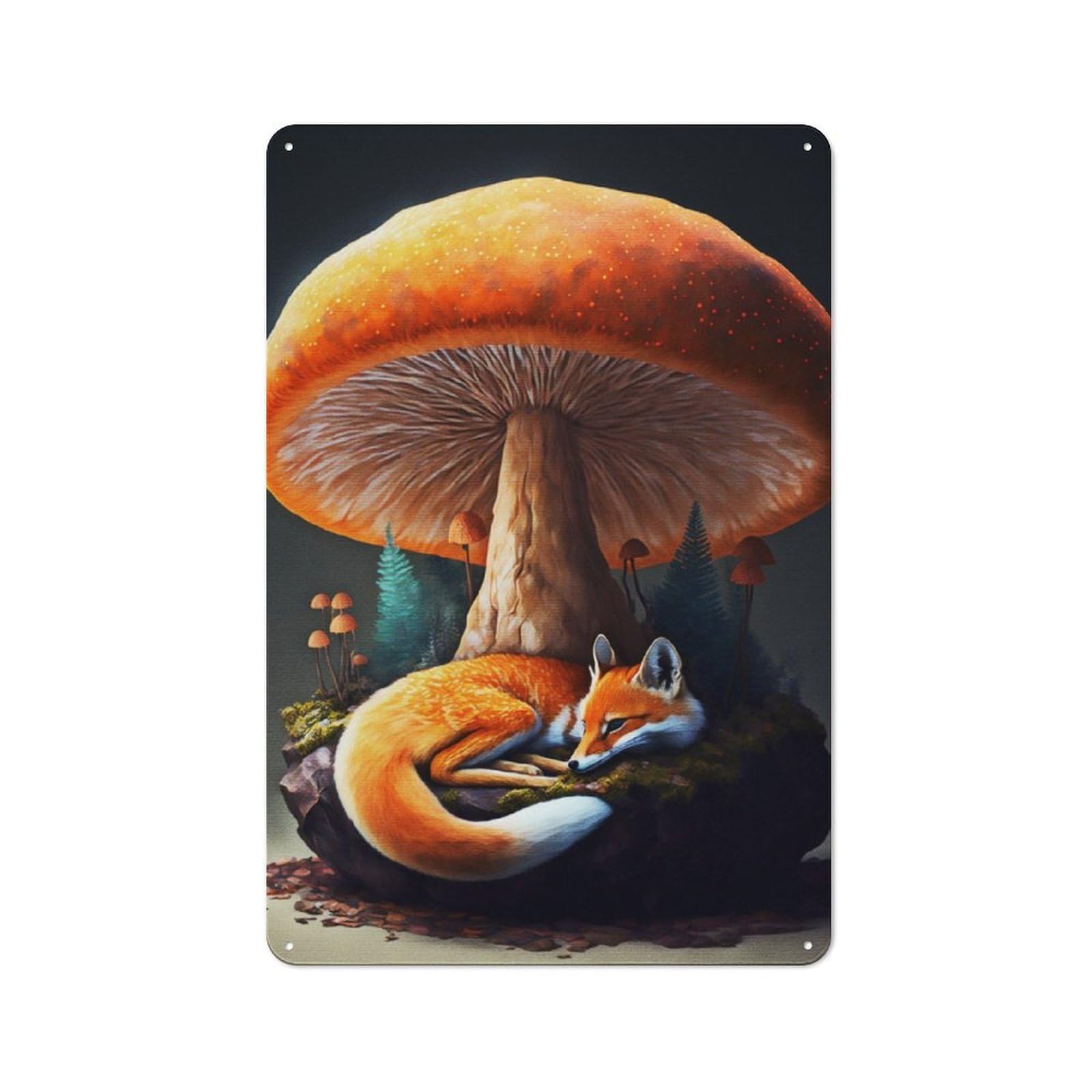 Vintage Metal Sign 30x20cm Featuring Fox Forest House, Home Bar Decor for Cafe, Pub, Workshop Or Home Bar