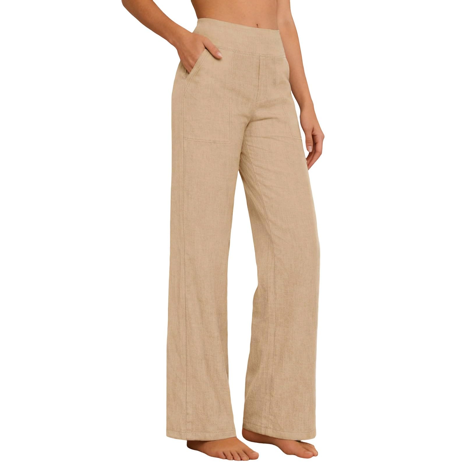 Pantalon ample en lin taille haute pour effacer les complexes et allonger la silhouette - 5