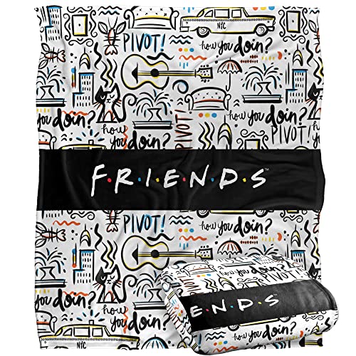 Friends Let's Be Friends Pattern Officially Licensed Silky Touch Super Soft Throw Blanket 50' x 60'