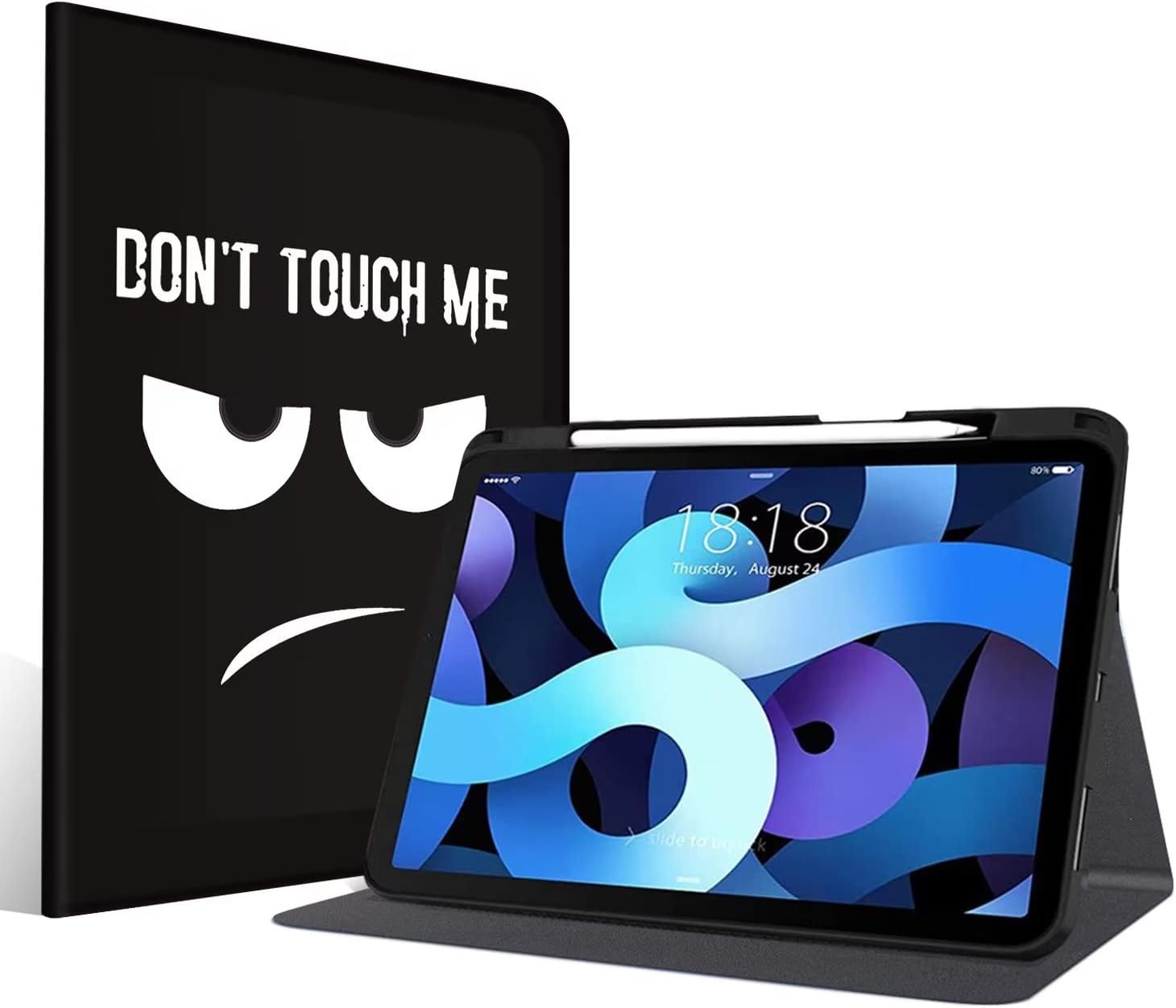 Ipad 第9世代 ケース 21 10 2 インチ 第8世代 第7世代 ケース10 2インチ Don T Touch Me クールブラックカバー おしゃれ ビッグアングリーアイズ キュートな漫画 可愛い 韓国 人気オシャレ かわいい Apple Pencil ペンシル 収納 衝撃吸収 カバー 通用 手帳型 薄型 軽量
