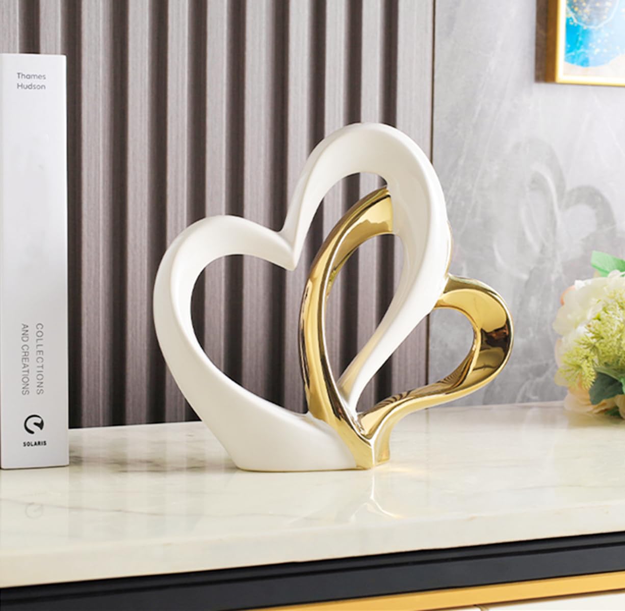 ODMYZG Double Heart Ornament,Double Heart Ceramic Statue,Home Decoration sculpture,Creative Home Modern Gift Office Living Room Decoration Collection Souvenir,Gift. — image 1
